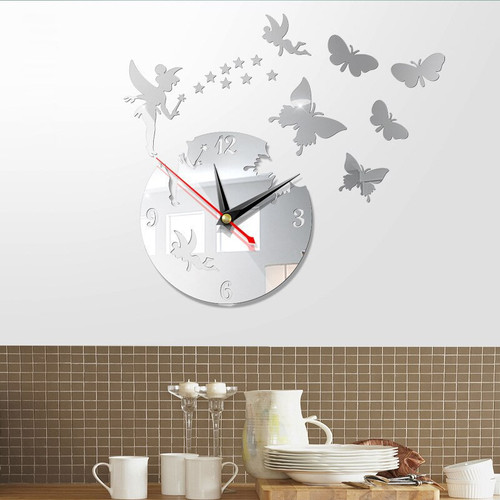 3D Creative Butterfly Wall Clock DIY Acrylic Mirror Wall Sticker