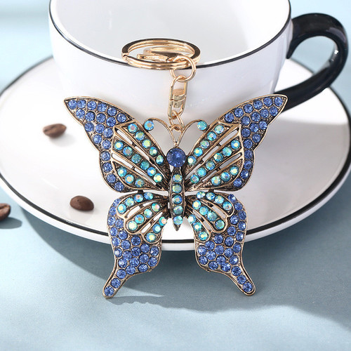 Crystal Hollow Butterfly Metal Keychain Pendant