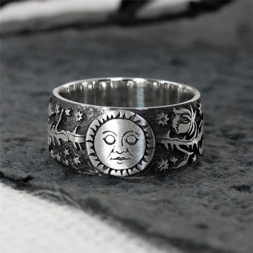 Moon Ring Delicate Pattern Jewelry