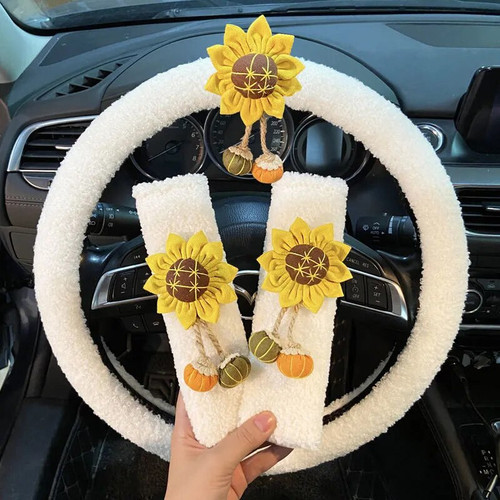 Sunflower 3PCS Car Steering Wheel Cover