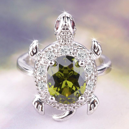 Turtle Ring Crystal Zircon Stone
