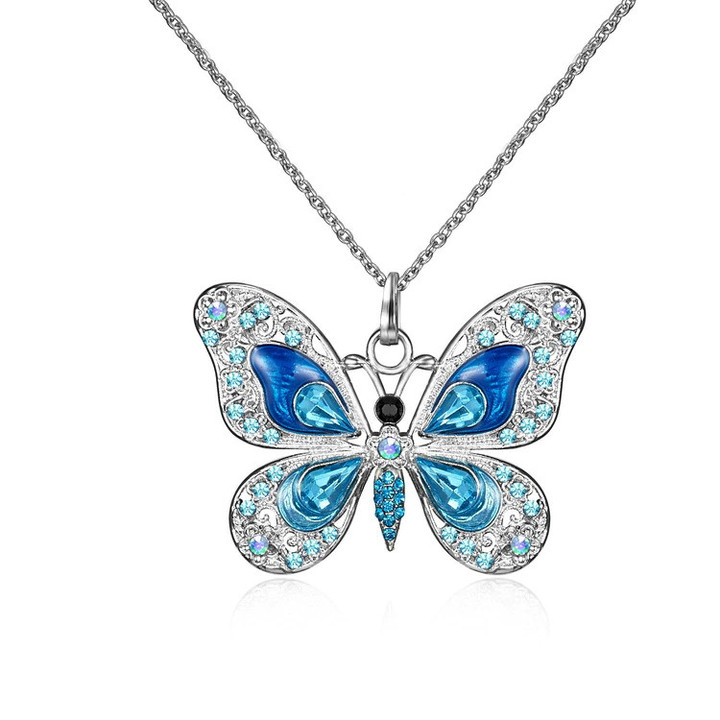 Butterfly Crystal Pendant Necklaces