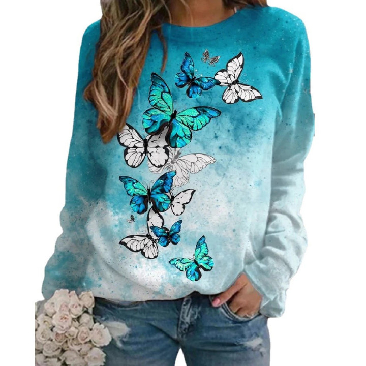 Butterfly Flower 3D Print Women Floral Hoodies Streetwear Sweatshirts