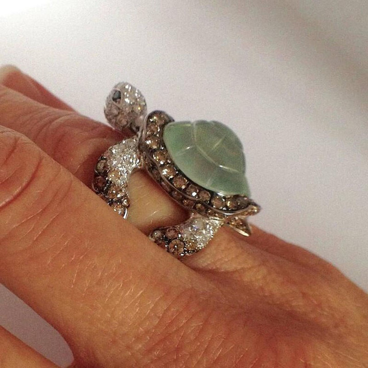 Rhinestone Turtle Ring