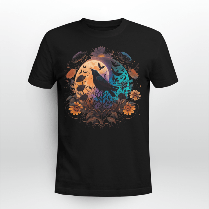 Crow TShirt With Flowers