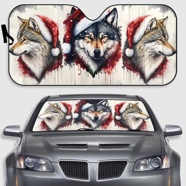 Christmas Wolf Car Sunshade