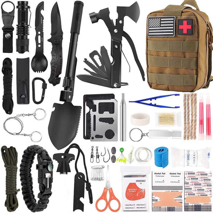 142pcs Survival Equipment First Aid Kit IFAK Molle System Compatible Hiking Equipment Emergency Kits Trauma Camping Hunting Bag