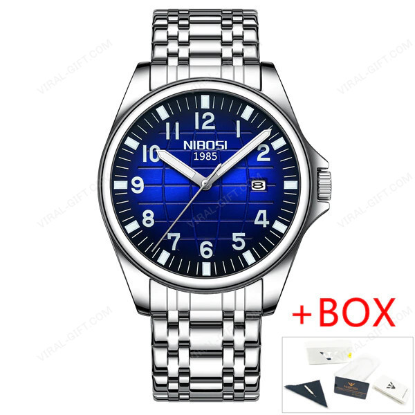NIBOSI Top Brand Luxury Mens Watches Luminous Waterproof Stainless Steel Watch Quartz Men Date Calendar Business Wristwatch