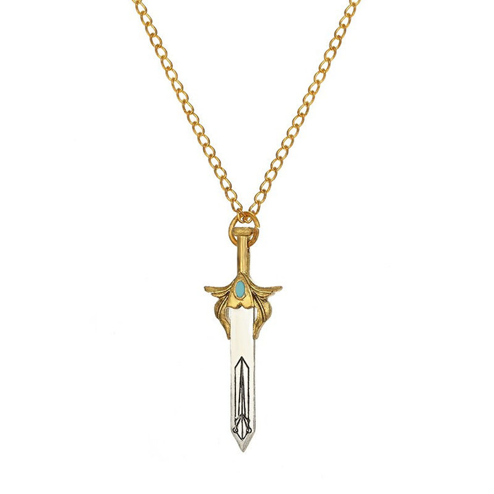 Anime Cartoon She-Ra Charm Necklace Vintage Golden Princess of Power Sword Choker Pendant Necklace For Women Jewelry Gifts