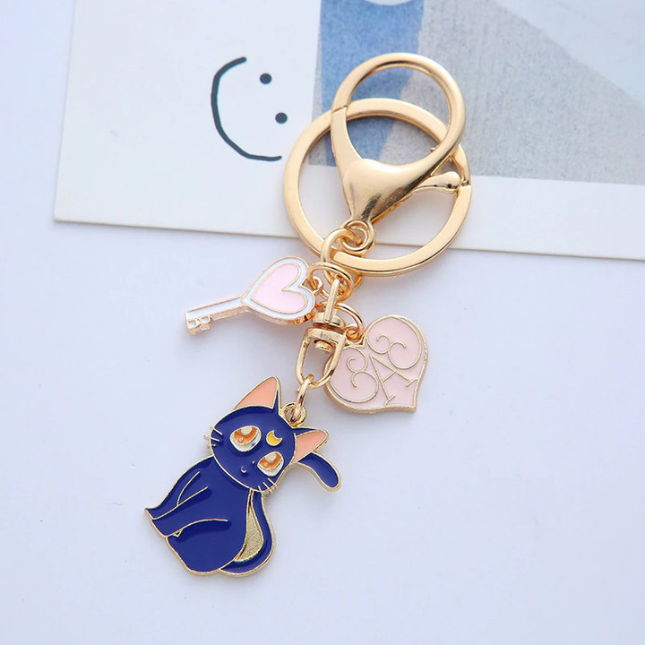 Sailor Keychain Moon Sweet Cat Girl Car Metal Key Chain Creative Cartoon