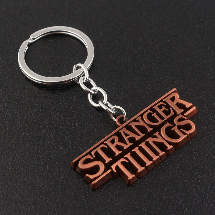 Movie Stranger Things Keychain Alphabet Light Wall Monster 11 Letter Waffle Metal Pendant Key Ring