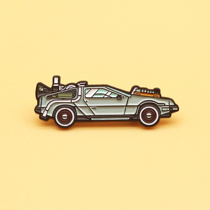 Movie Back To The Future Enamel Brooch Car Shape Lapel Pin Metal Badge Pins