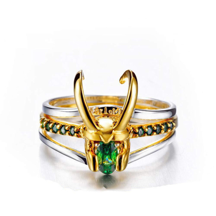 2021 Trend Loki Rings Thor Loki Helmet Set of Rings Movie Superhero Men's Ring Set Single Zircon Finger Accessories Punk Jewelry
