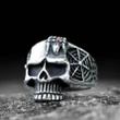 Spider Skull Ring with Red Zircon