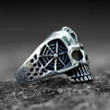 Spider Skull Ring with Red Zircon