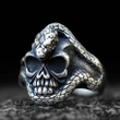 Skull Coiled Snake Ring