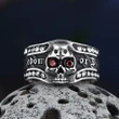 Skull Ring With Red Stone