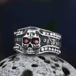 Skull Ring With Red Stone