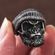 Biker Bearded Hat Skull Ring