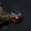 Flowers With Red Garnet Natural Stone Ring