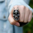 Skull Ring Horned Satan Devil