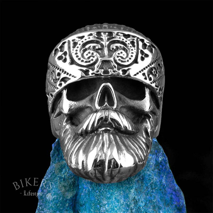 Big Beard Hippie Skull Ring