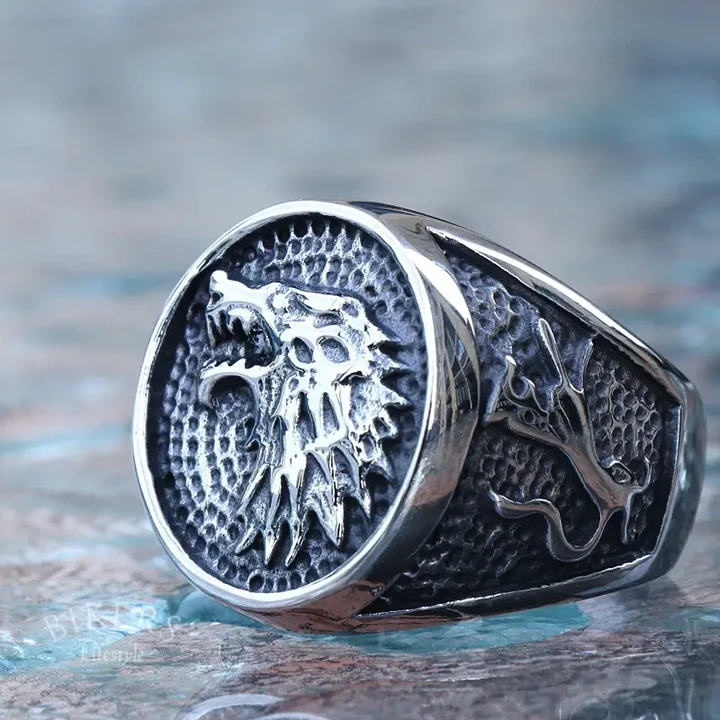 Ice Wolf Viking Ring