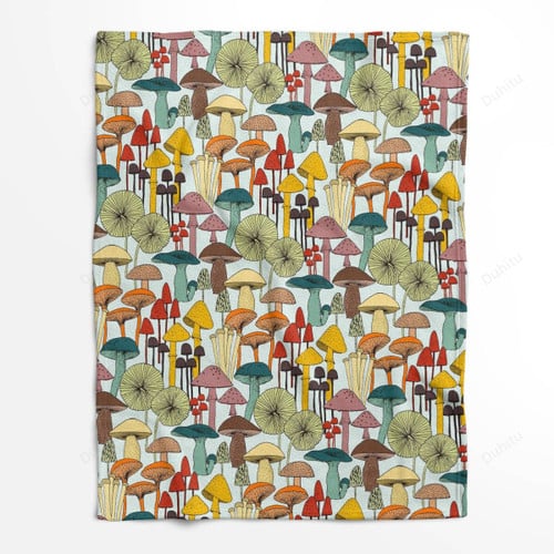 Mushroom Pattern Fleece Blanket