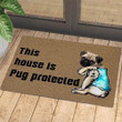 Limited version this house is pug protected i love dad tattoo Doormat