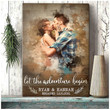 Engagement Wife Husband Let The Adventure Begin Personalized Canvas