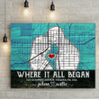 Personalized Couple Gift Home Decor Map Canvas Poster