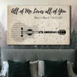 Personalized Fourth Wedding Anniversary Gift For Wife, 4th Anniversary Gift For Him, 4 Years Married, Custom Wedding Song Lyric Guitar Canvas