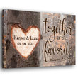 Couple Wife Husband Carved Heart Anniversary Personalized Canvas