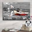 Couple Boat Seagulls Love Romantic Personalized Canvas