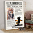 Personalized Newspaper Wedding Time Canvas Anniversary Gift for Couple