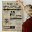 1st Wedding Anniversary Couple Newspaper Photo Personalized Canvas
