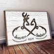 Wedding Anniversary Couple Deer Wall Art Personalized Canvas