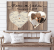 Anniversary Gift Couple Name Date Heart Map Custom Personalized Canvas