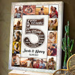 5 Year 5th Anniversary Couple Photo Wife Husband Personalized Canvas