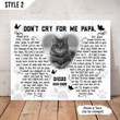Cat Dad Don't Cry For Me Papa Typography Butterfly Shape Personalized Cat Memorial Gift Wall Art Horizontal Poster Canvas Framed Print