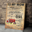 Tractor Farmer To my mom-Your little Girl Poster & Matte Canvas BIK21040201-BID21040201