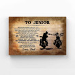To Junior Canvas, Dad And Son Canvas, Family Canvas, Motorbike Canvas