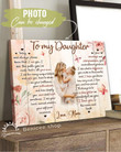 BENICEE Top 5 Custom Family's Photo Gift Canvas - To My Daughter Pink Butterfly Typo Version