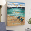 Personalized Gift For Wife, Christmas Present For Wife, Sea Turtle Wall Art, Beach Canvas