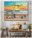 Living Room Wall Decor, Beach Canvas, Coastal Wall Art, Home Is Where The Heart Is Sign