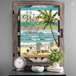 Tropical Beach Canvas Art, Sea Turtle Wall Art, It Is Well With My Soul Wall Art