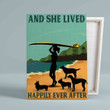 Girl Surfing Canvas, Dog Canvas, Happily Ever After Canvas, Wall Art Canvas