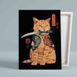 Samurai Cat Canvas, Samurai Canvas, Cat Canvas, Wall Art Canvas