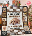First Morning Golden Retriever Dog Quilt Blanket
