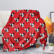 Red French Bulldog Pattern Print Blanket